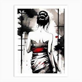 Japanese Woman Painting 1 Art Print