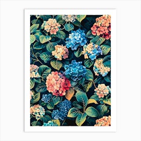 William Morris Inspired Flower Pattern 3 Art Print