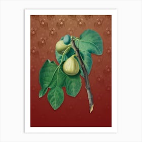 Vintage Fig Botanical on Falu Red Pattern n.0073 Art Print