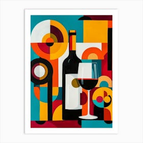 Wine Glass And Bottle 1 Art Print