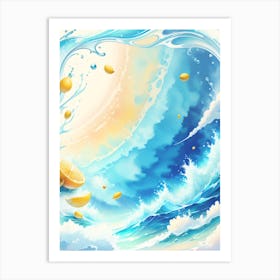 Wallpaper With Lemons And Waves Art Print