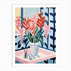 A Vase With Bleeding Heart, Flower Bouquet 4 Art Print