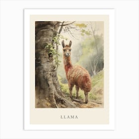 Beatrix Potter Inspired  Animal Watercolour Llama 4 Art Print