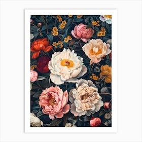 Peonies Inspired By William Morris 1 Art Print