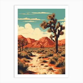  Retro Illustration Of A Joshua Trees In Mojave Desert 3 Art Print