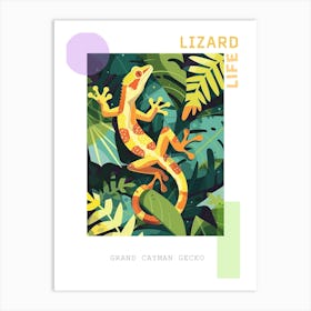 Lime Green Crested Gecko Abstract Modern Illustration 2 Poster Art Print