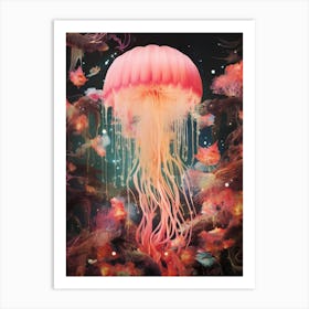 Jellyfish Retro Space Collage 5 Art Print