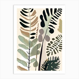 Marsh Fern Wildflower Modern Muted Colours 1 Art Print