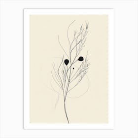 Black And White Drawing Of A Plant 1 Art Print