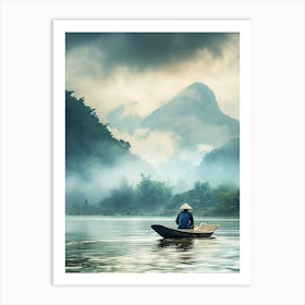 Man In A Boat On The River Art Print