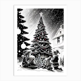 Christmas Tree By Person Art Print