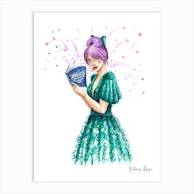 Girl Reads A Magic Book Art Print