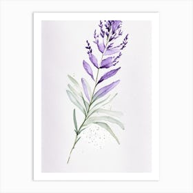 Lavender Leaf Minimalist Watercolour 1 Art Print