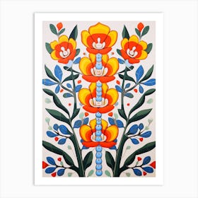 Flower Motif Painting Freesia Art Print