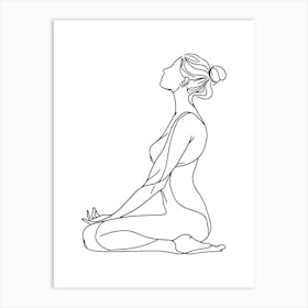 Yoga Pose Minimalist Line Art Monoline Illustration Art Print
