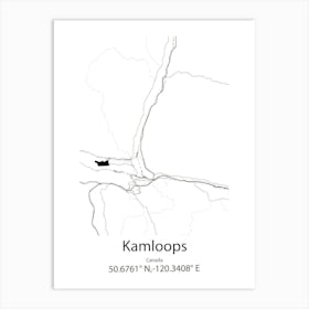 Kamloops,Canada Minimalist Map Art Print