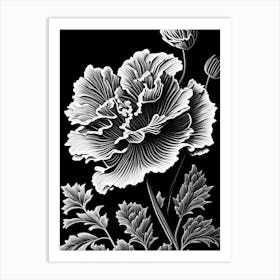 Carnation Leaf Linocut 2 Art Print
