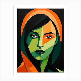 Geometric Woman Portrait Pop Art (96) Art Print