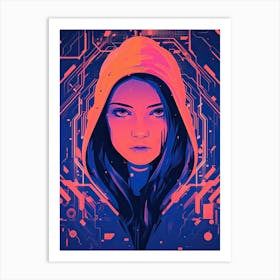 Girl In The Hoodie, Cyberpunk seria Art Print