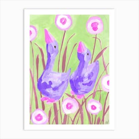 Purple Gees In The Garden Art Print