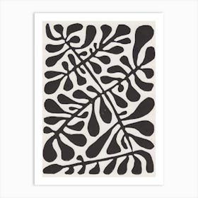 Linocut Plant 2 / Black & White Art Print