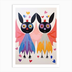 Colourful Kids Animal Art Bat 1 Art Print