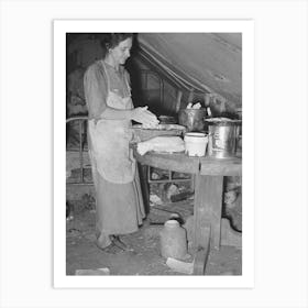 White Migrant Mother Making Biscuits In Tent Home, Mercedes, Texas, See 32108 D By Russell Lee Art Print