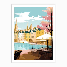 Stockholm, Sweden, Flat Pastels Tones Illustration 3 Art Print