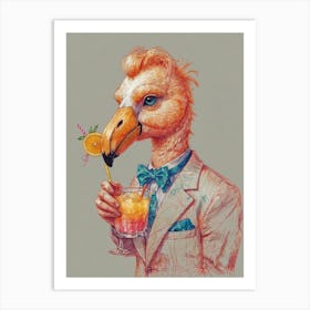 Ostrich Cocktail Art Print