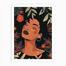 Afro-American Woman With Flowers Art Print