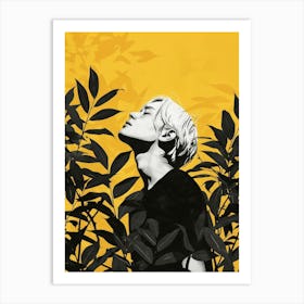 Man over leaves Art Print