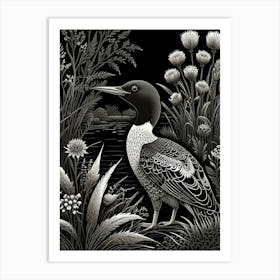 Bird Linocut Common Loon2 1 Art Print