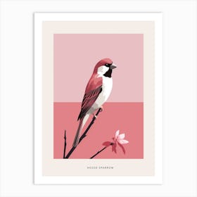 Minimalist House Sparrow 4 Bird Poster Art Print