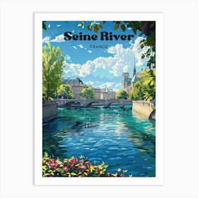 The Seine River France Art Illustration Affiche