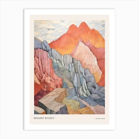 Mount Dickey United States Colourful Mountain Illustration Poster Art Print