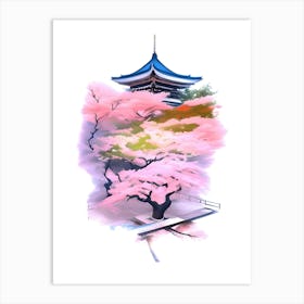 Sakura Blossom Pagoda Art Print