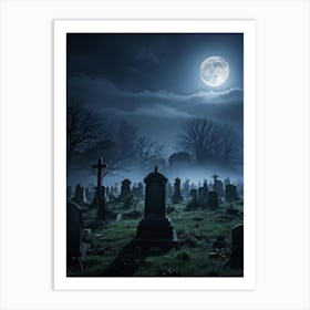 Graveyard At Night 24 Art Print