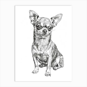 Chihuahua Dog Line Sketch 3 Art Print