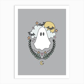 Cute Ghost | Gray Art Print