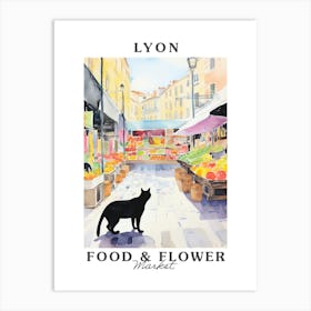 Food Market With Cats In Lyon 1 Poster Art Print