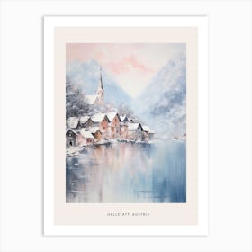 Dreamy Winter Painting Poster Hallstatt Austria 1 Art Print