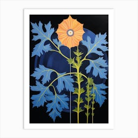 Delphinium 3 Hilma Af Klint Inspired Flower Illustration Art Print