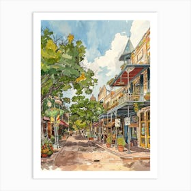 Storybook Illustration Rainey Street Historic District Austin Texas 4 Art Print