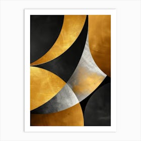 Abstract Gold And Black Circles Art Print