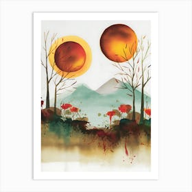 Sunset In The Mountains Art Print