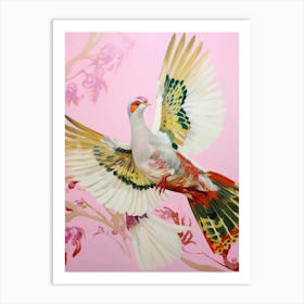 Pink Ethereal Bird Painting Pheasant 1 Art Print