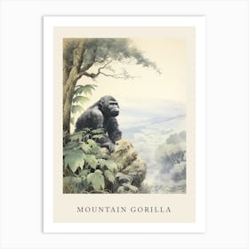 Beatrix Potter Inspired  Animal Watercolour Mountain Gorilla 4 Art Print