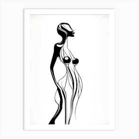Woman In Black And White 4 Art Print