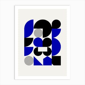 Blue And Black Geometrical Shapes Art Print