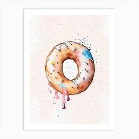 Doughnut Minimalist Watercolour 2 Flower Art Print